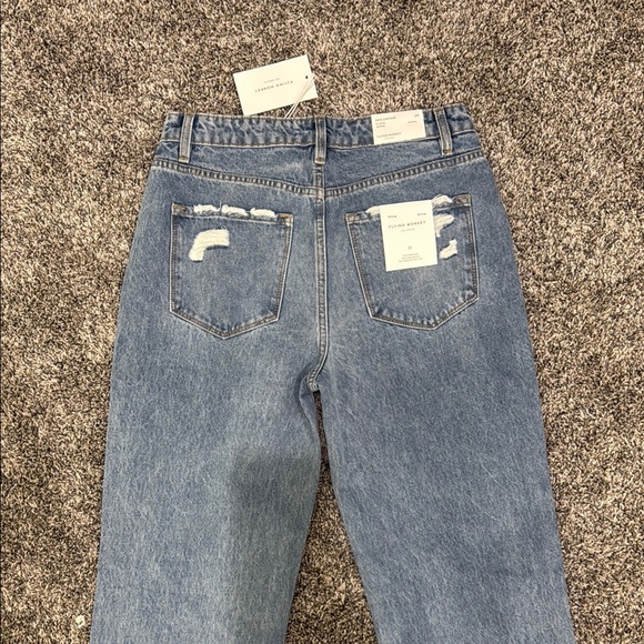Flying Monkey Blue Straight Leg Jeans with Distressed Style - Picture 5 of 5